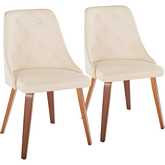 Giovanni Dining Accent Chair in Walnut Wood & Cream Leatherette (Set of 2)